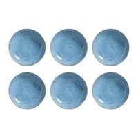Conjunto com 6 Pratos Fundos Porto Brasil Linhas Breeze em Stoneware 22,5cm – Azul - 1