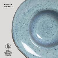 Conjunto com 4 Pratos para Massa Porto Orgânico Breeze em Stoneware 28cm – Azul - 4