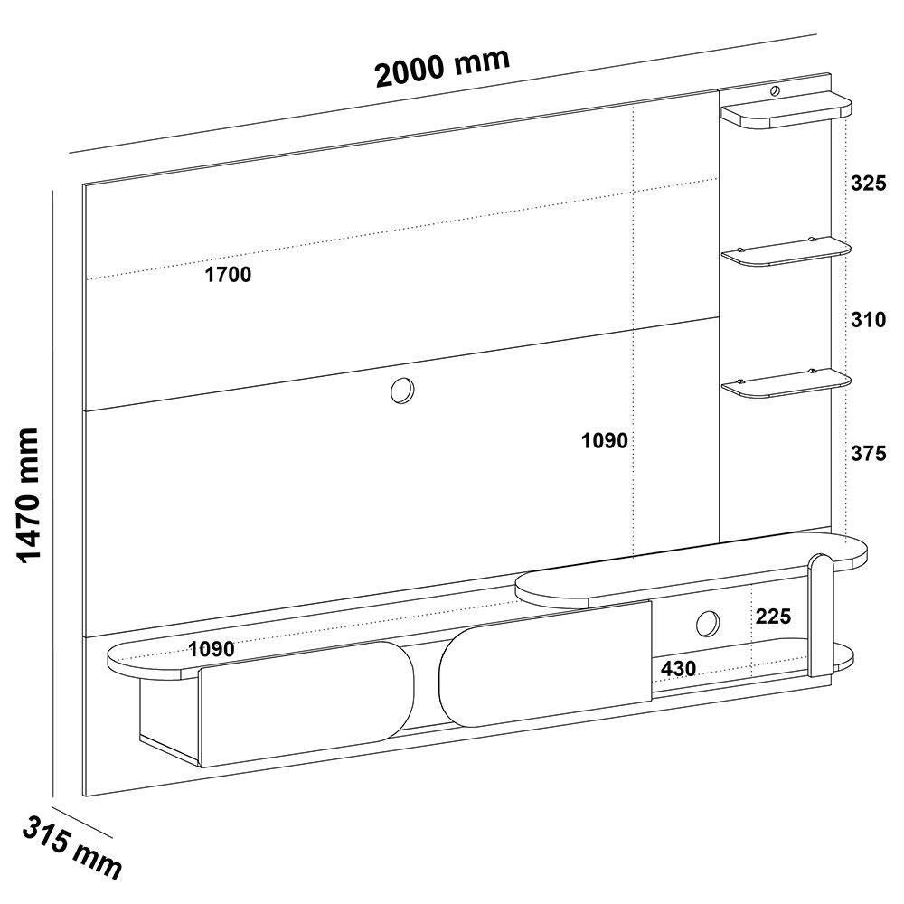 Painel Artely Toronto com 2 Portas, Ideal para TV de até 72” - 6