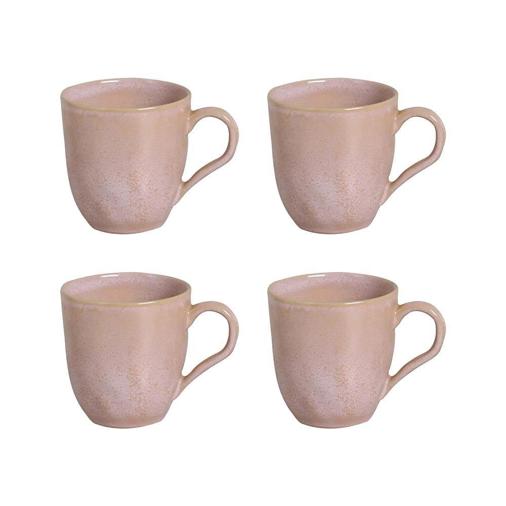 Conjunto de Xícaras Porto Brasil Orgânico Litchi em Cerâmica Stoneware Rosa Claro 273ml - 4 Peças - 1