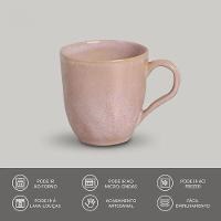 Conjunto de Xícaras Porto Brasil Orgânico Litchi em Cerâmica Stoneware Rosa Claro 273ml - 4 Peças - 3