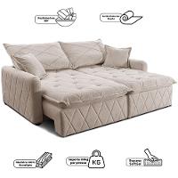 Sofá 3 Lugares Cama inBox Sublime Retrátil e Reclinável Revestido em Bouclé - 180cm de largura - 5