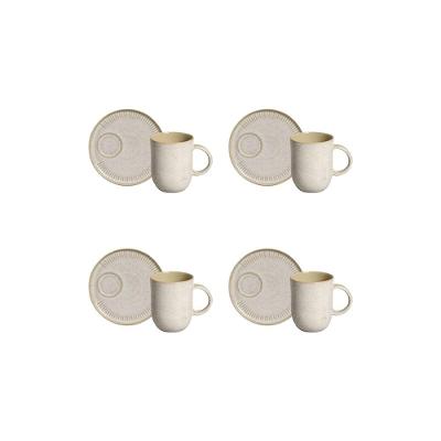 Conjunto de Canecas e Pires Porto Brasil Coup Stoneware Latte Off White 330ml - 4 Peças