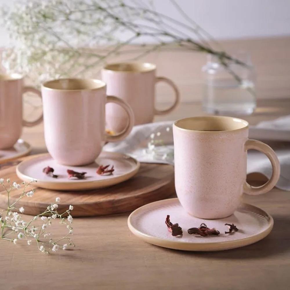 Conjunto de Canecas e Pires Porto Brasil Coup Stoneware Litch Rosa Claro 330ml - 4 Peças - 2
