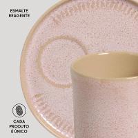 Conjunto de Canecas e Pires Porto Brasil Coup Stoneware Litch Rosa Claro 330ml - 4 Peças - 4
