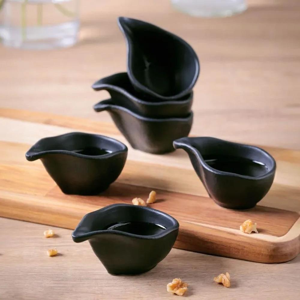 Conjunto de Molheiras Ovais Porto Brasil Orgânico Preto Matte 40ml - 6 Peças - 5