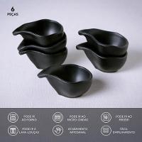 Conjunto de Molheiras Ovais Porto Brasil Orgânico Preto Matte 40ml - 6 Peças