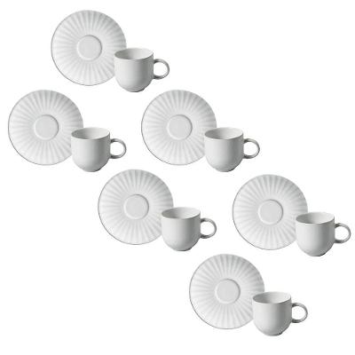 Conjunto de Xícaras de Café com Pires Porto Brasil Coup Stoneware Trendy 97ml - 6 Peças