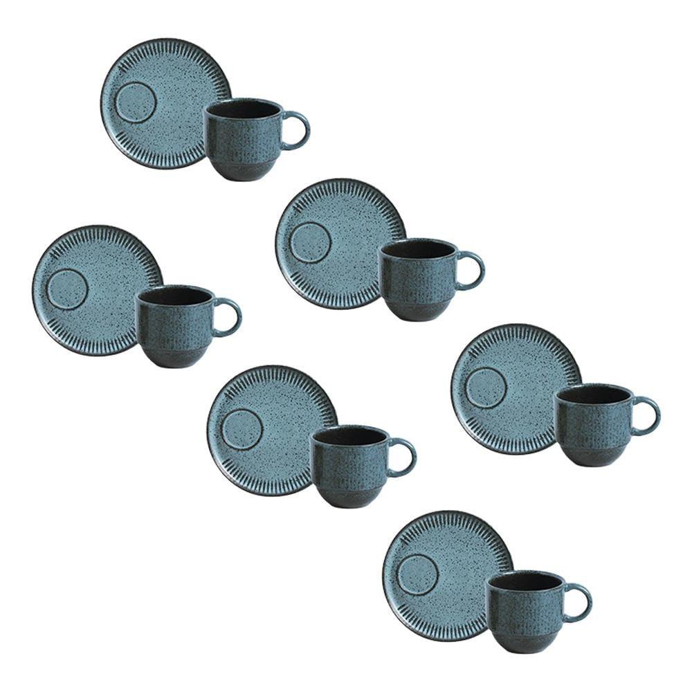 Conjunto de Xícaras de Chá com Pires Porto Brasil Linhas Night Sky 230ml - 6 Peças - 1
