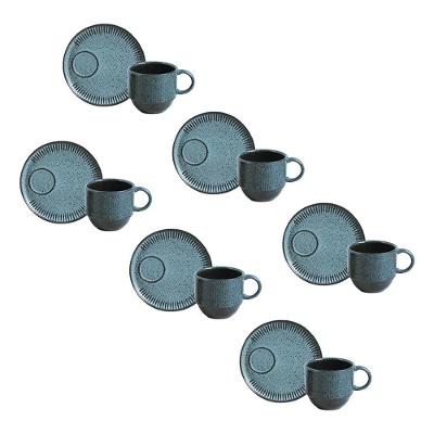 Conjunto de Xícaras de Chá com Pires Porto Brasil Linhas Night Sky 230ml - 6 Peças
