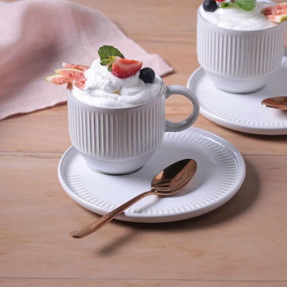 Conjunto de Xícaras de Chá com Pires Porto Brasil Linhas New White 230ml - 6 Peças - 2