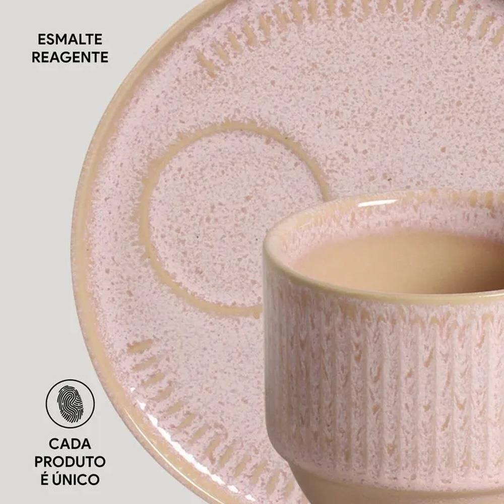 Conjunto de Xícaras de Chá com Pires Porto Brasil Linhas Litchi 230ml - 6 Peças - 4