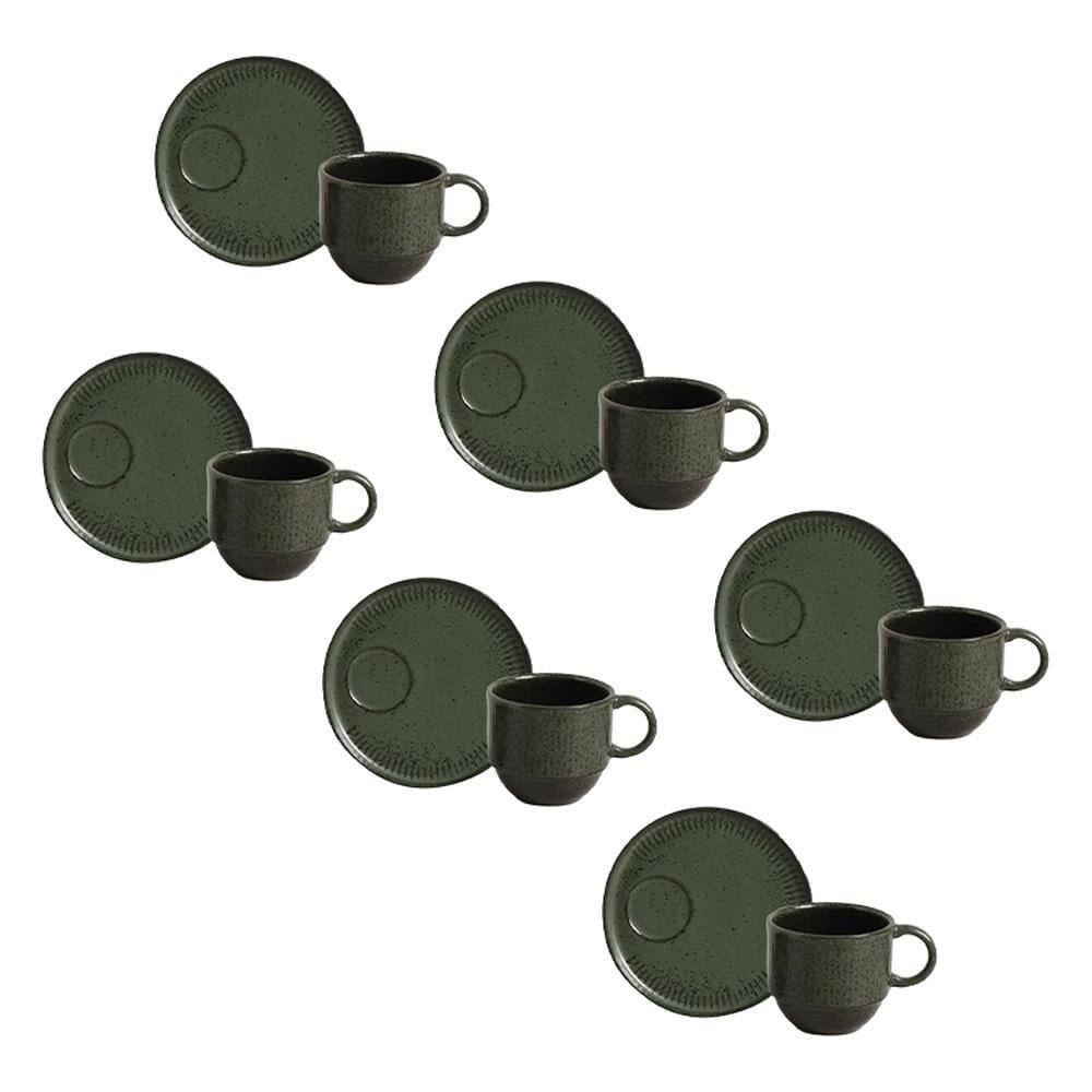Conjunto de Xícaras de Chá com Pires Porto Brasil Linhas Greenery 230ml - 6 Peças - 1