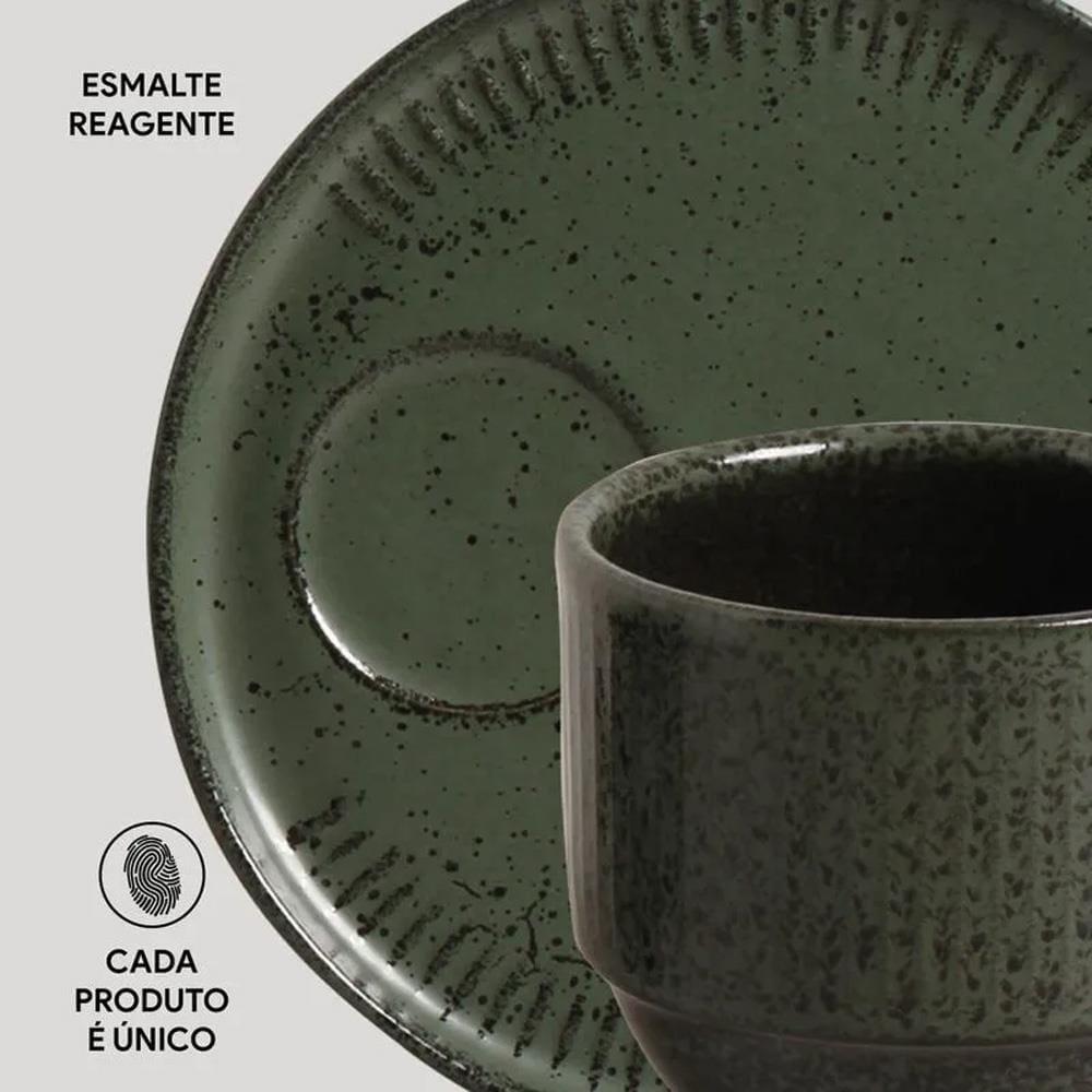 Conjunto de Xícaras de Chá com Pires Porto Brasil Linhas Greenery 230ml - 6 Peças - 4