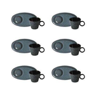 Conjunto de Xícaras de Café com Pires Oval Porto Brasil Neo Night Sky 110ml - 6 Peças