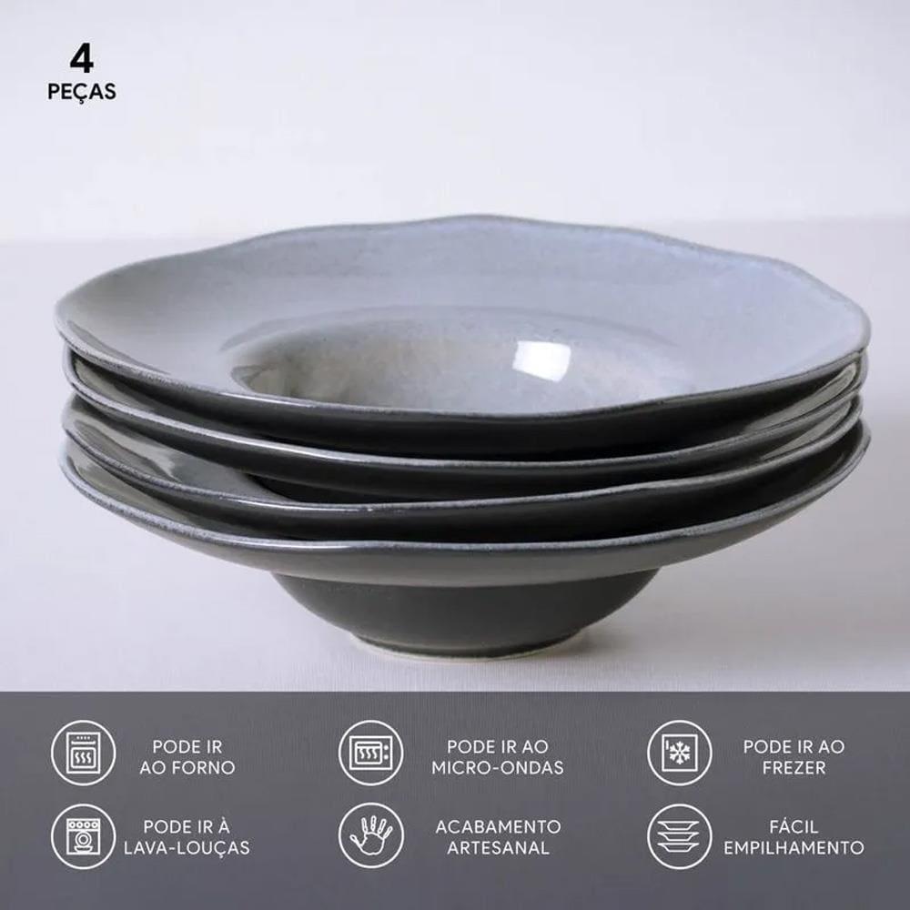 Conjunto de Pratos para Massa Porto Brasil Orgânico Dust 450ml - 4 Peças - 4