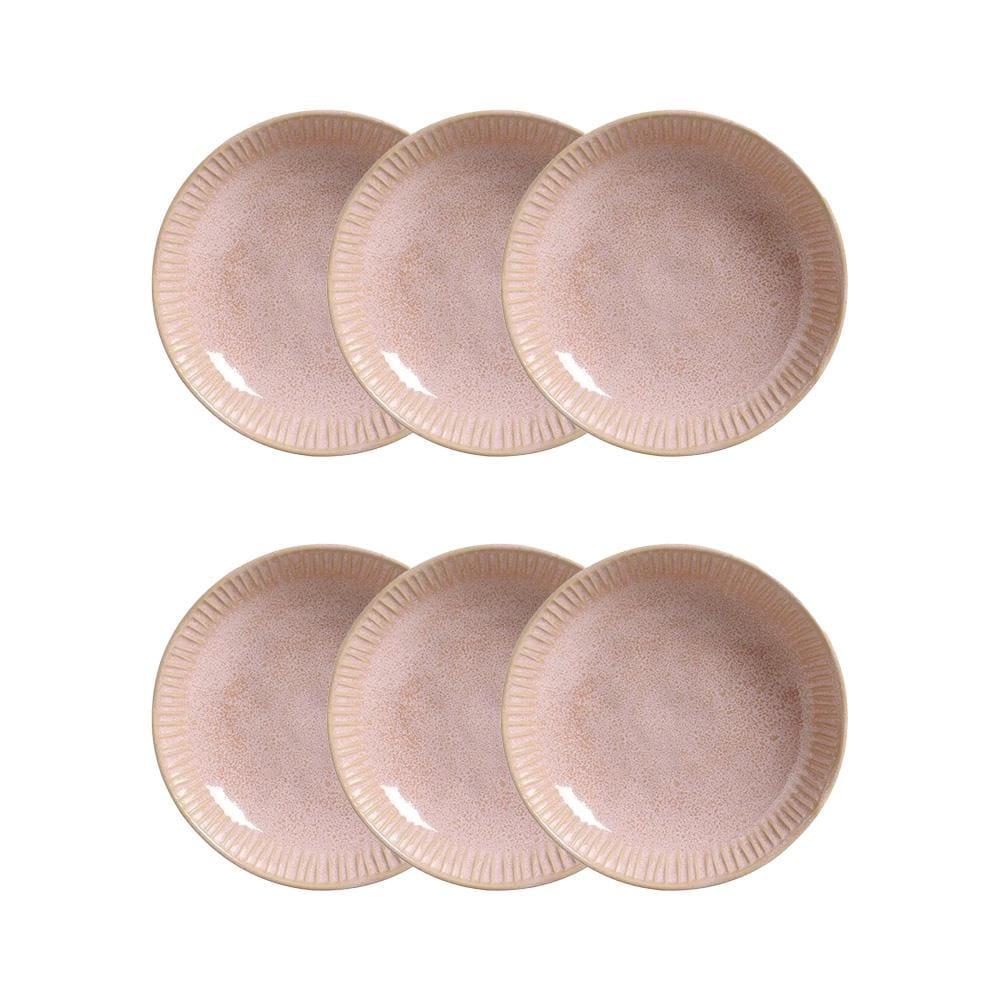 Conjunto de Pratos Fundos Porto Brasil Linhas Litchi Rosa Claro 830ml - 6 Peças - 1