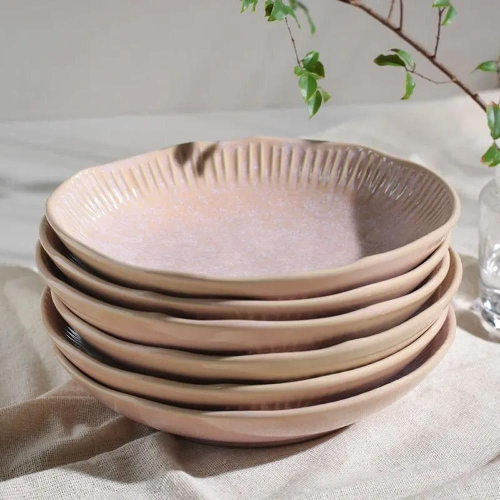 Conjunto de Pratos Fundos Porto Brasil Linhas Litchi Rosa Claro 830ml - 6 Peças - 2