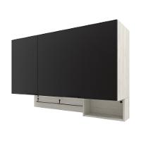 Armário Aéreo Bartira Rubi com 2 Portas, 2 Prateleiras e 120cm de Largura - Freixo/Preto Poah - 1