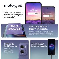 Smartphone Motorola Moto g05 Violeta Vegan Leather 128GB 4GB RAM + 8GB Ram Boost e Camera 50MP, AI Bateria de 5200 mAh Tela 6.7" e Superbrillho - 6
