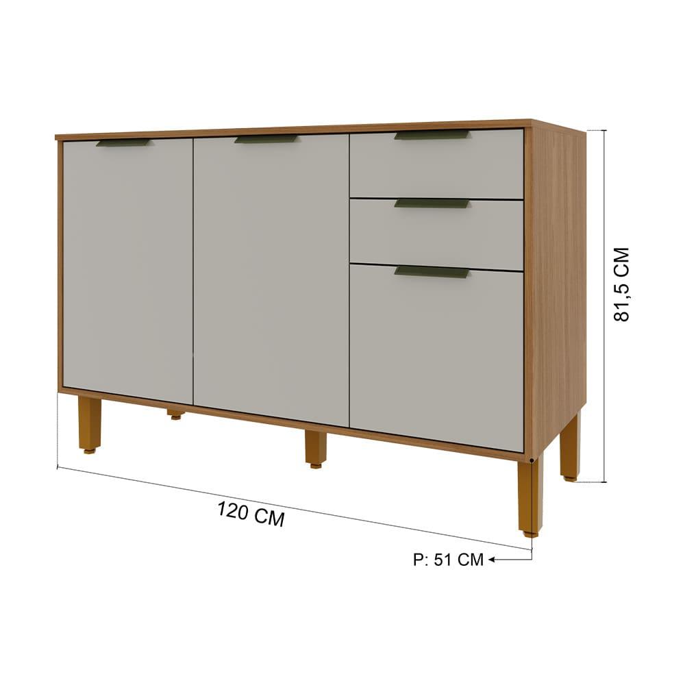 Balcão Indekes Toronto em MDP 15mm com 3 Portas e 2 Gavetas - 120cm de largura - 3