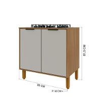 Balcão Indekes Toronto em MDP 15mm com 2 Portas e 1 Prateleira - 80cm de largura - 3