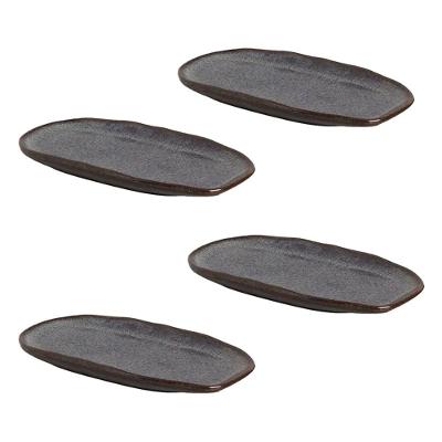 Conjunto de Travessas Ovais Rasas Porto Brasil Orgânico Titanium 23x11cm - 4 Peças