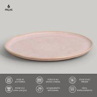 Conjunto de Pratos Rasos Porto Brasil Bio Litchi Rosa Claro 27,5cm – 6 Peças