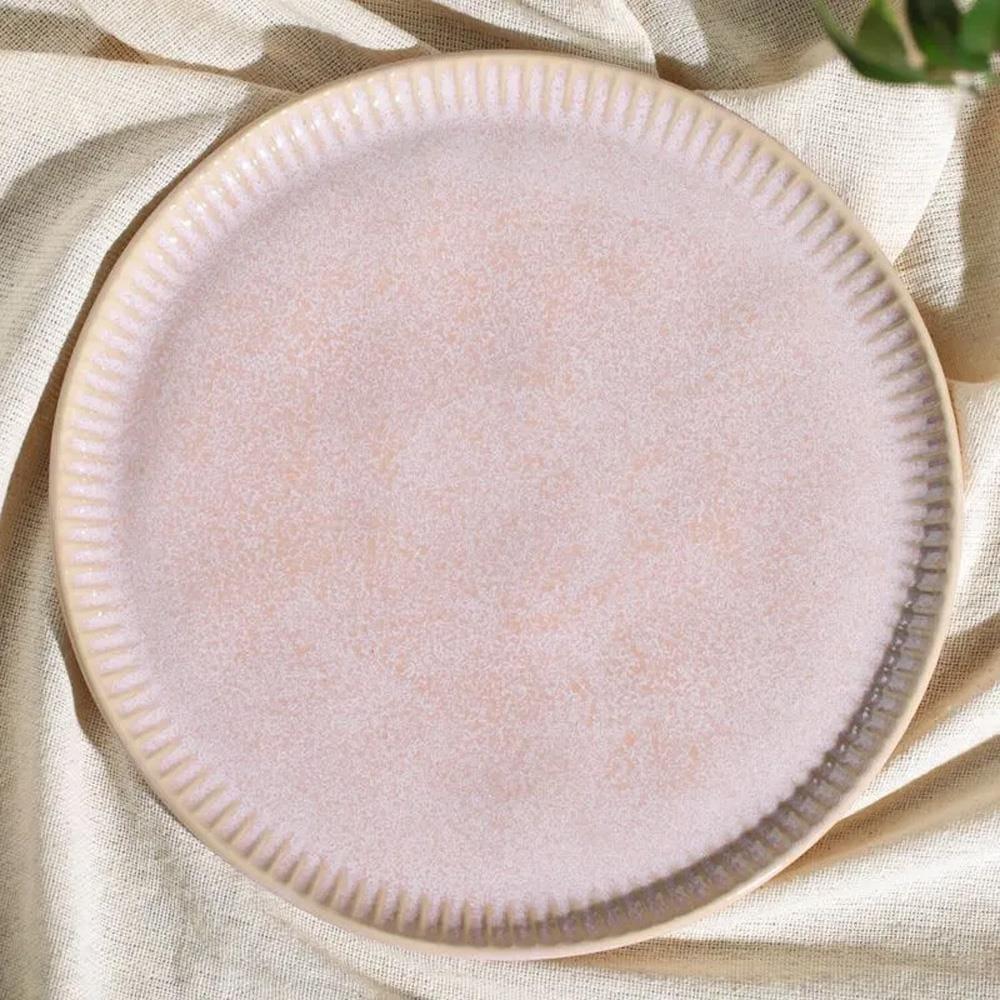 Conjunto de Pratos Rasos Porto Brasil Linhas Litchi Rosa Claro 27,5cm - 6 Peças - 3