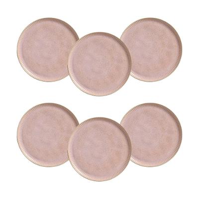 Conjunto de Pratos Rasos Porto Brasil Linhas Litchi Rosa Claro 27,5cm - 6 Peças