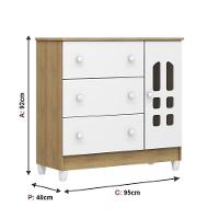 Cômoda Infantil Carolina Baby Eloa com 3 Gavetas, 1 Porta e 1 Prateleira – 95cm de largura - 4