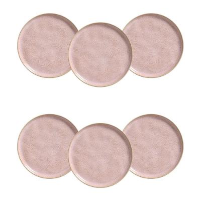 Conjunto de Pratos de Sobremesa Porto Brasil Bio Litchi Rosa Claro 21,5cm - 6 Peças