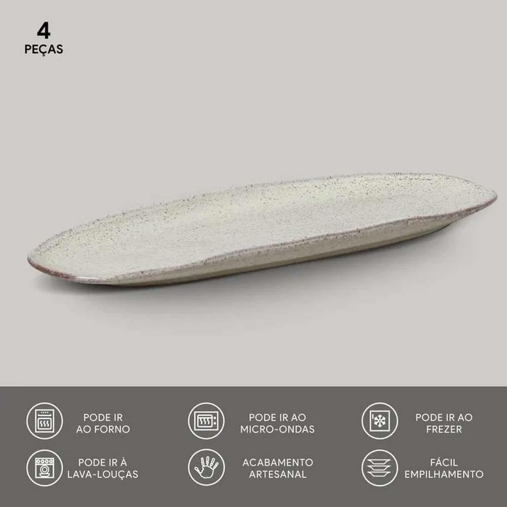 Conjunto de Travessas Oval Rasa Grande Porto Brasil Orgânico Pistache 36x13cm - 4 Peças - 3