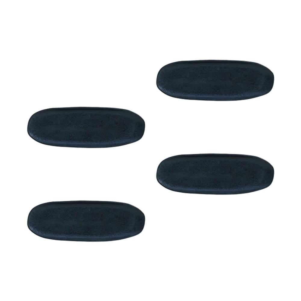 Conjunto de Travessas Oval Rasa Grande Porto Brasil Orgânico Night Blue 36x13cm - 4 Peças - 1