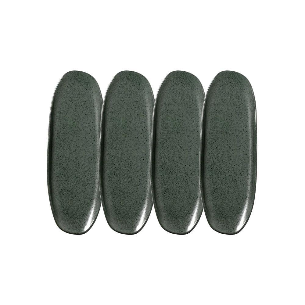 Conjunto de Travessas Oval Rasa Grande Porto Brasil Orgânico Greenery 36x13cm - 4 Peças - 1