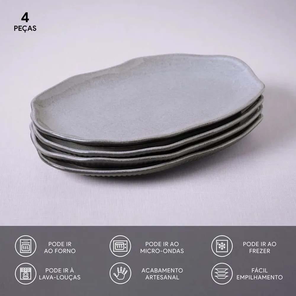 Conjunto de Travessas Oval Rasa Média Porto Brasil Bio Dust 30x20cm - 4 Peças - 3
