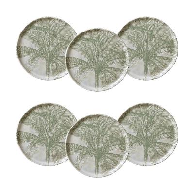 Conjunto de Pratos de Sobremesa Porto Brasil Bio Tropicalia Verde 21,5cm - 6 Peças