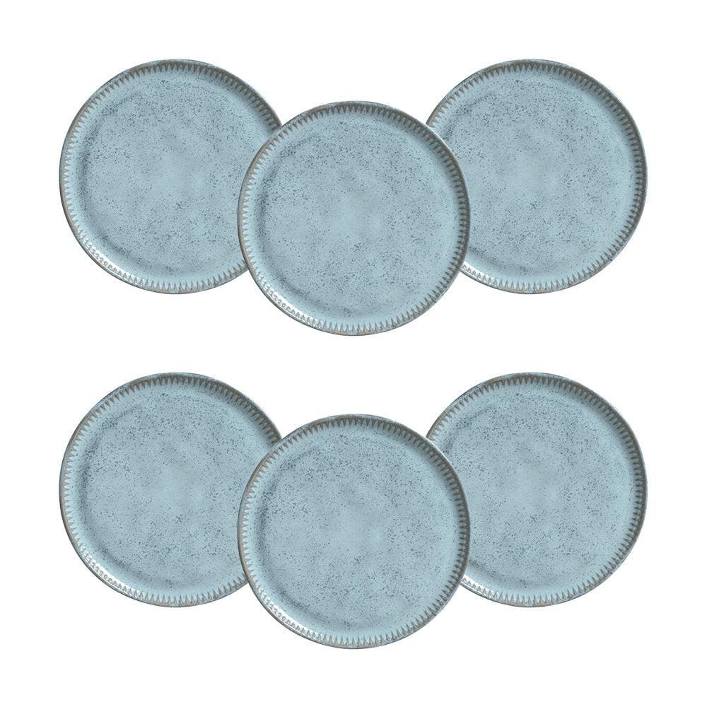 Conjunto de Pratos de Sobremesa Porto Brasil Linhas Breeze Azul 21,5cm - 6 Peças - 1
