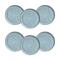 Conjunto de Pratos de Sobremesa Porto Brasil Linhas Breeze Azul 21,5cm - 6 Peças - 1