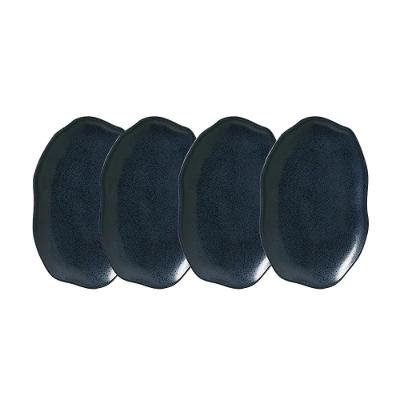 Conjunto de Travessas Oval Rasa Média Porto Brasil Bio Night Blue 30x20cm - 4 Peças