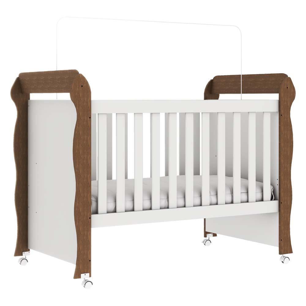 Berço Mini Cama Carolina Baby Mirelle 3 em 1 com Suporte para Mosquiteiro, Pés com Rodízios e 153,8cm de Largura - Branco/Bétula - 2