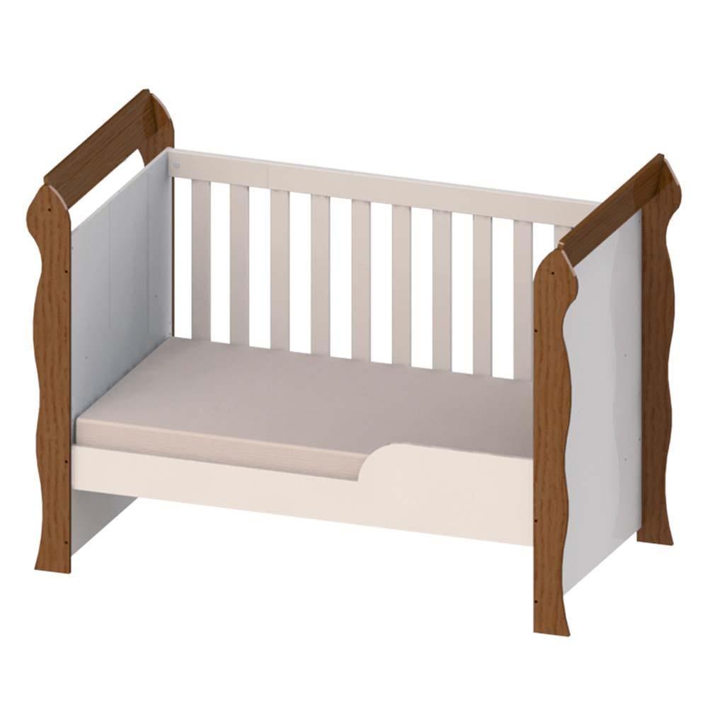 Berço Mini Cama Carolina Baby Mirelle 3 em 1 com Suporte para Mosquiteiro, Pés com Rodízios e 153,8cm de Largura - Branco/Bétula - 4
