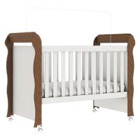 Berço Mini Cama Carolina Baby Mirelle 3 em 1 com Suporte para Mosquiteiro, Pés com Rodízios e 153,8cm de Largura - Branco/Bétula - 2