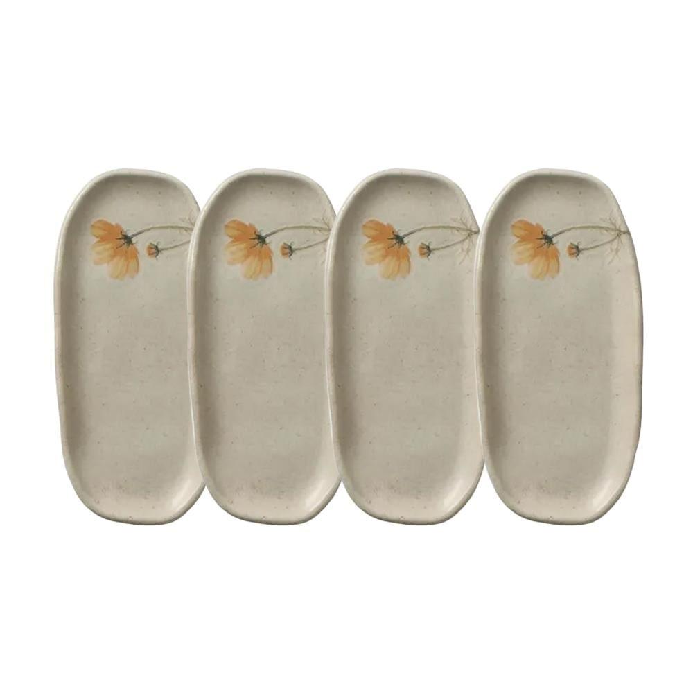 Conjunto de Travessas Oval Rasa Mini Porto Brasil Orgânico Campestre 16,5x8cm - 4 Peças - 1