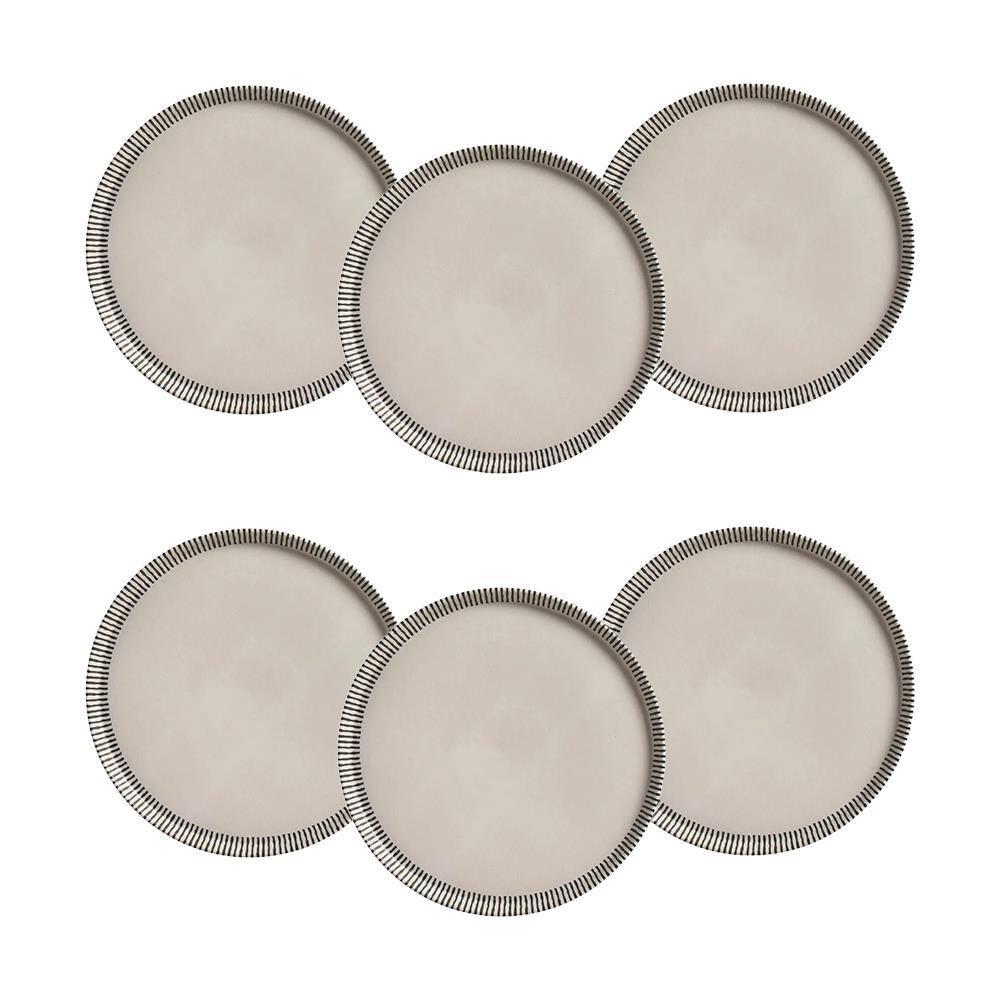 Conjunto de Pratos de Sobremesa Porto Brasil Neo Pulse Cinza 21,5cm - 6 Peças - 1