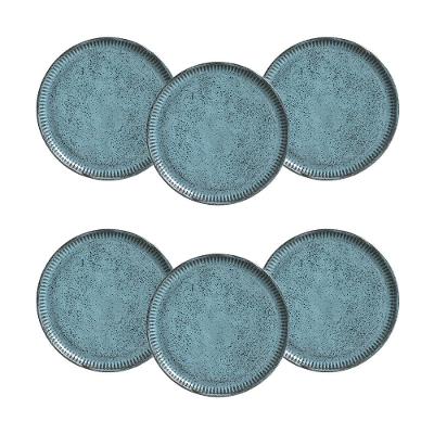 Conjunto de Pratos de Sobremesa Porto Brasil Linhas Night Sky Azul 21,5cm - 6 Peças