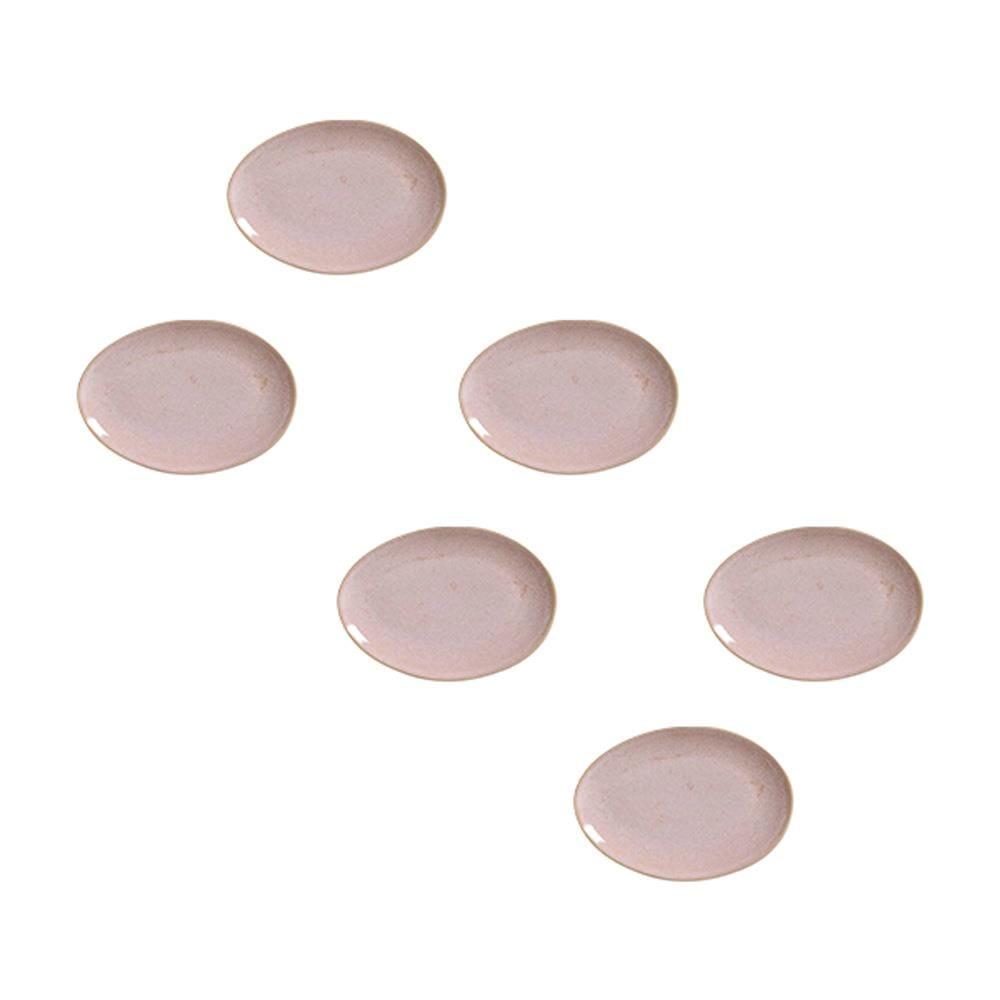 Conjunto de Pratos de Sobremesa Ovais Porto Brasil Orgânico Litchi 22,5cm - 6 peças - 1