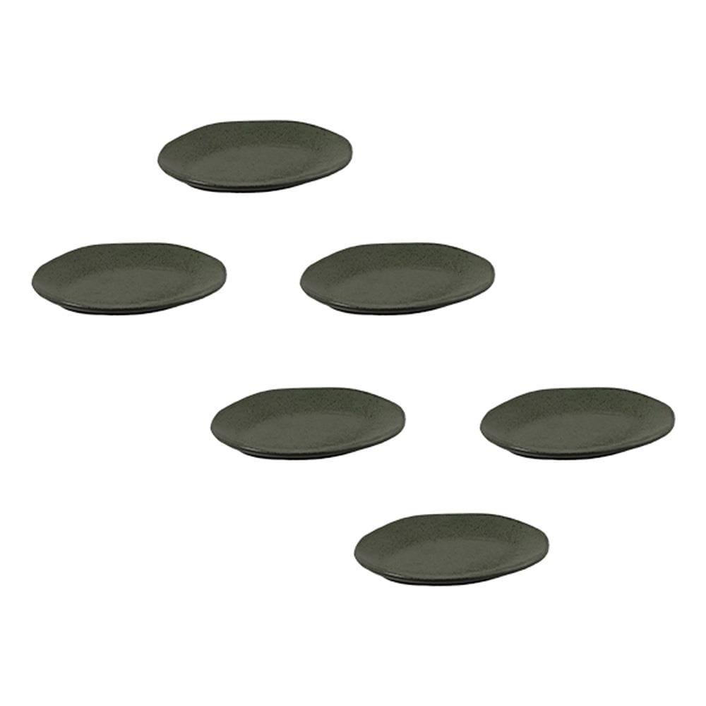 Conjunto de Pratos de Sobremesa Ovais Porto Brasil Orgânico Greenery 22,5cm - 6 peças - 1