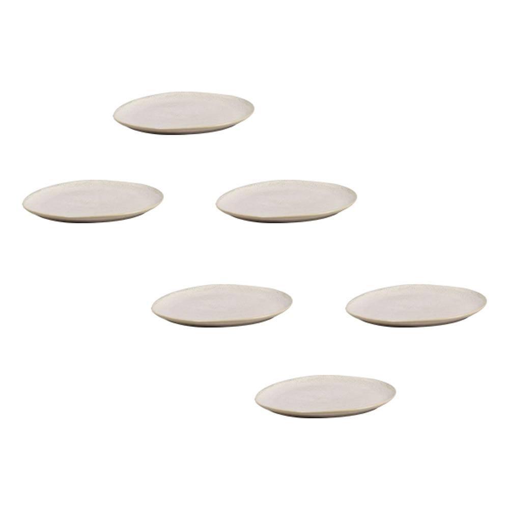 Conjunto de Pratos de Sobremesa Ovais Porto Brasil Orgânico Latte 22,5cm - 6 peças - 1