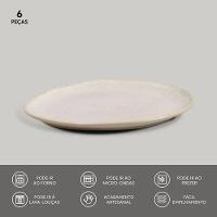 Conjunto de Pratos de Sobremesa Ovais Porto Brasil Orgânico Latte 22,5cm - 6 peças - 2